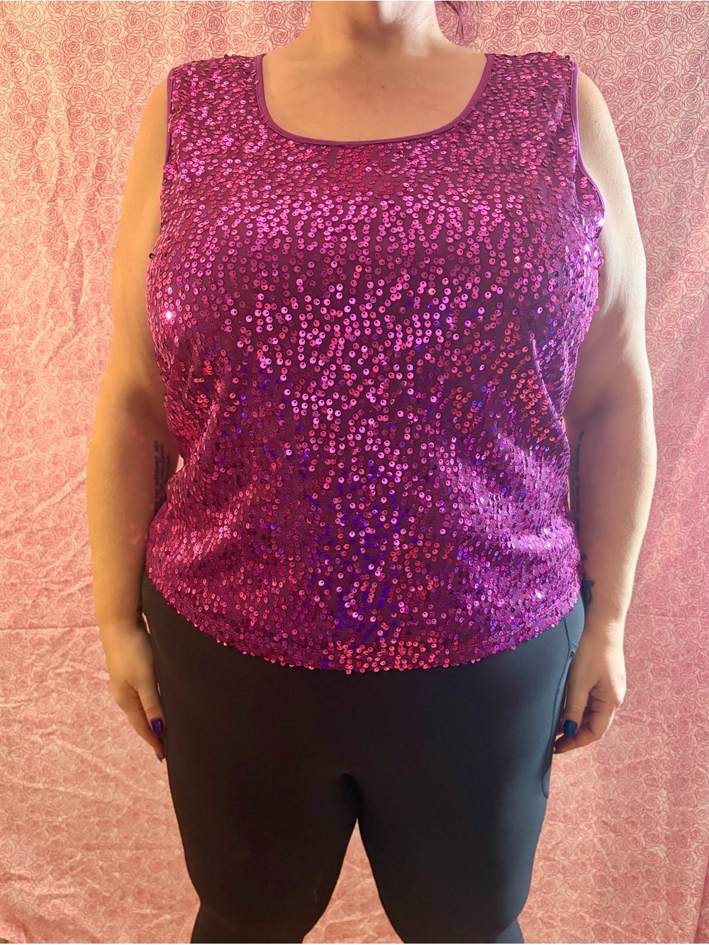 George Pink Sequin Tank Top